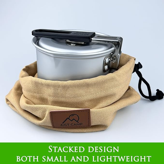 Foldable Camping Pot and Camping Mugs 3Pcs Set Camping Cookware Mess Kit for Backpacking Gear 750ml Pot and 550ml/350ml Cup Lightweight Folding Cooking Set Camping Coffee Pot
