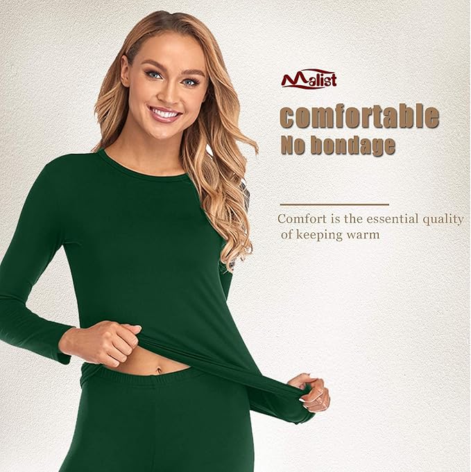 Malist Women's Thermal Underwear Ultra Soft Long Johns Top with Fleece Lined