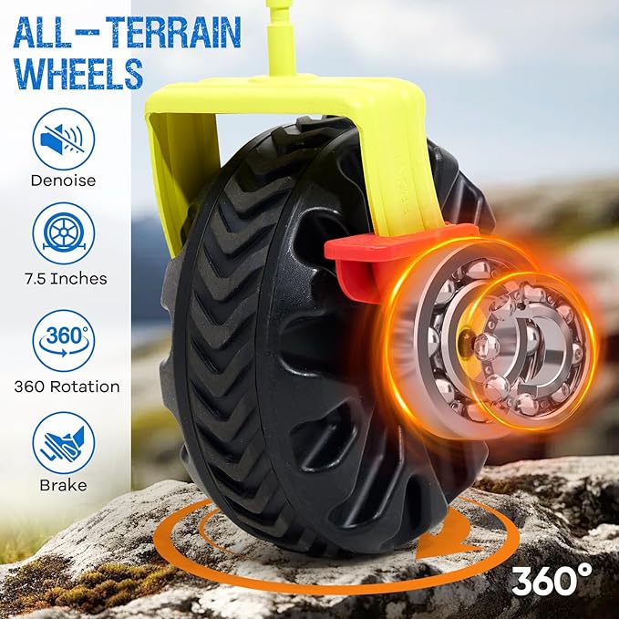 400L Collapsible Double Decker Beach Wagon with Brakes, Folding Beach Cart with 54" Extra Long Decker, 450LBS Heavy Duty Wagon Chart with All-Terrain Big Wheels for Sand Camping Garden