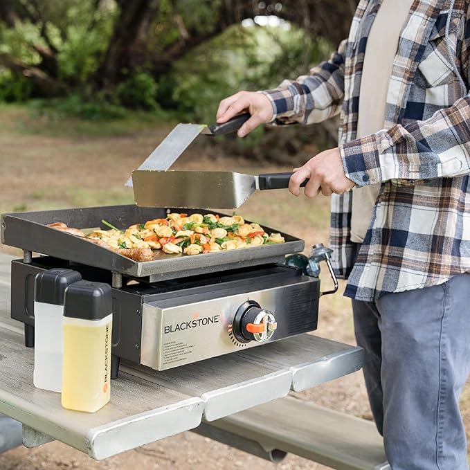 Blackstone 2142 Original 17” Tabletop Griddle with Low-Maintenance Stainless Steel Front Plate, Powder Coated Steel, Black