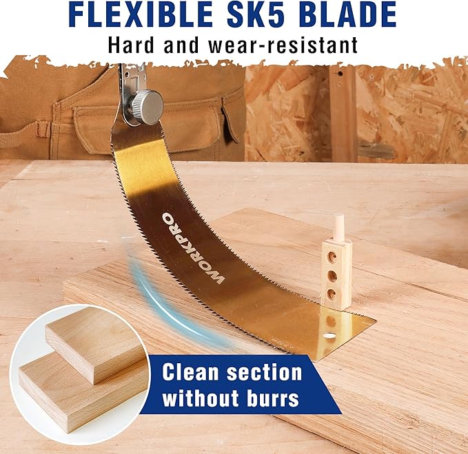 WORKPRO 10 Inch Japanese Pull Saw, Double-Edged Hand Saw for Wood Cutting with 7-10&18 TPI, SK5 Flexible Blade, Non-Slip Beech Handle for Woodworking