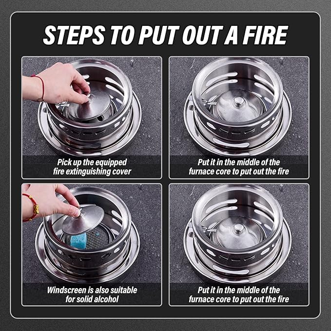 Camping Stove With Pot 16cm Stainless Steel Alcohol Stove Portable Camp Oven Cookware Set for Indoor Outdoor Camping Hiking Backpacking Picnic, No Electricity Required Adjustable Fire (1-2 people)