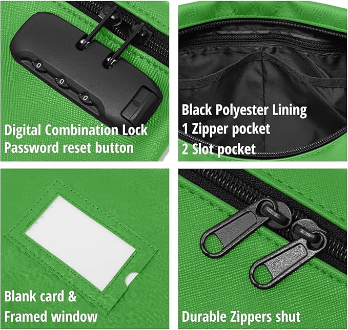 GreenZipper Notary Supplies Bag | 14x11 inch | Locking Document Case for Notary Kit, Stamp, Embosser, Ink Pad, and Valuables