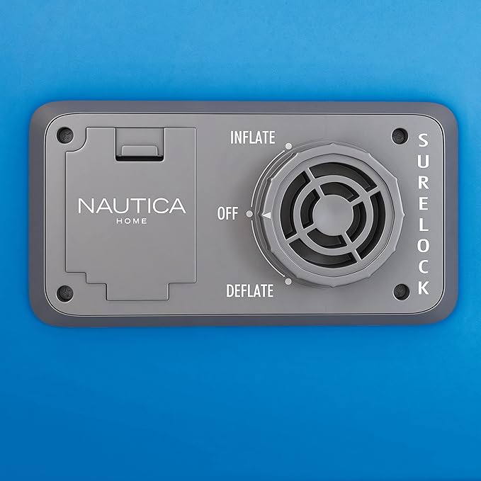 Nautica Home 18" Cool Comfort Size Queen Premium Air Mattress with Pillow Top, Raised Inflatable Airbed, Comfort Coil Technology, Built-in Pump, Anti-Leak Vinyl, Storage Bag