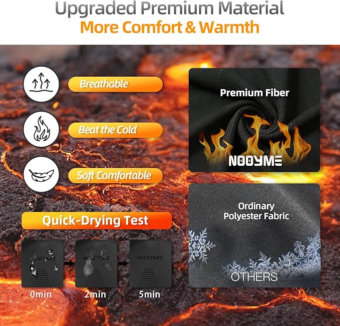 NOOYME Thermal Underwear Long Johns for Men - Long Underwear Base Layer for Cold Weather