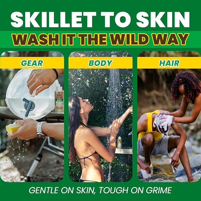 Uncle Todd's Wild Wash Biodegradable Soap, Camping Soap Ideal for Dishes, Body, Hands, and Clothes - 4oz, Sage Scent