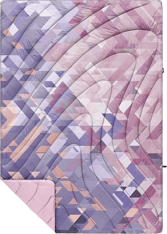 Rumpl Original Puffy Blanket - Warm, Water-Resistant Camping Blanket with 100% Recycled Synthetic Insulation, 52"x75", Original Puffy V1, Geo Rose