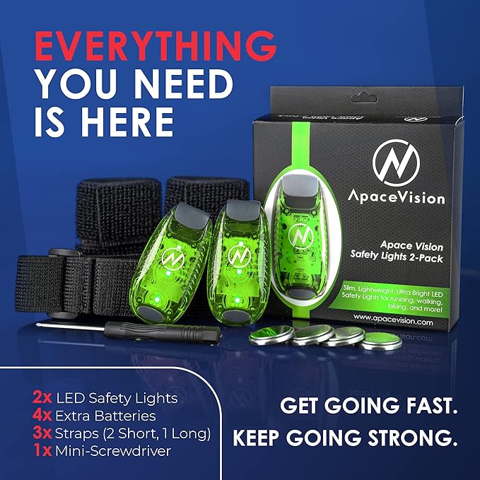 LED Safety Light (2 Pack) - Clip On Strobe/Running Lights for Runners, Dog, Bike, Walking, Boat, Kayak, Stroller and More - High Visibility Accessories for Your Reflective Gear, Bicycle