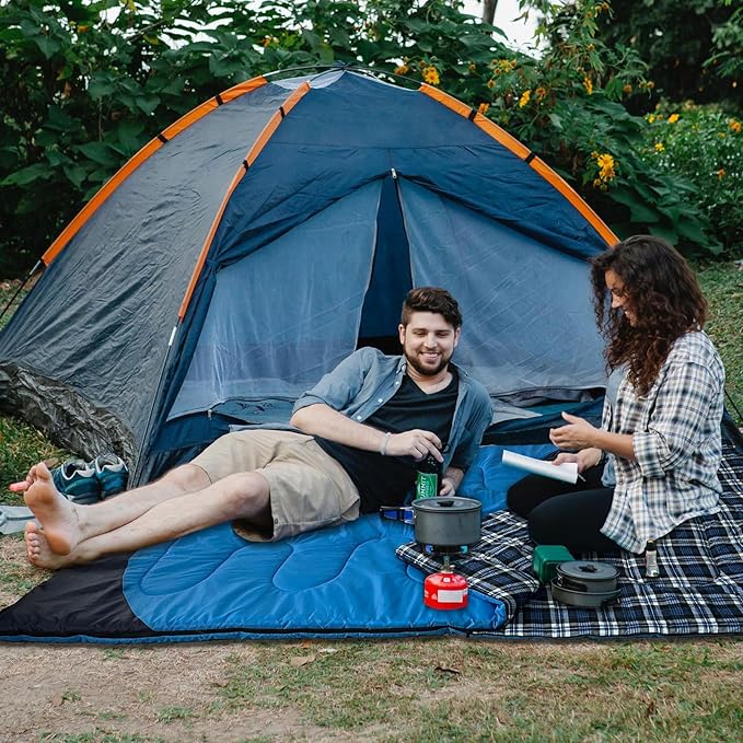 Double Sleeping Bag for Adults Machine Washable 2 Person Camping Sleeping Bag Queen Size Waterproof with Compression Sack for Cold Weather 3-4 Seasons