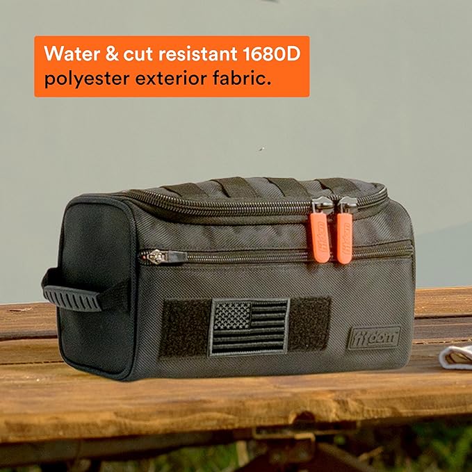 Fitdom Hanging Toiletry Bag Tactical Dopp Kit Case For Men. Perfect For Travel & Storage. Fits Large & Small Cosmetic, Clipper, Toothbrush, Shaving & Shower Care. Best Overnight Organizer