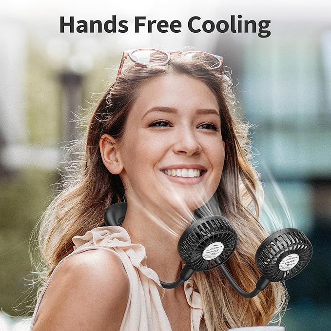 PANERGY Portable Neck Fan-Rechargeable Hand Free Personal Fan Mini Wearable Fan Battery Operated USB Fan for Women Kids Sport Work Travel