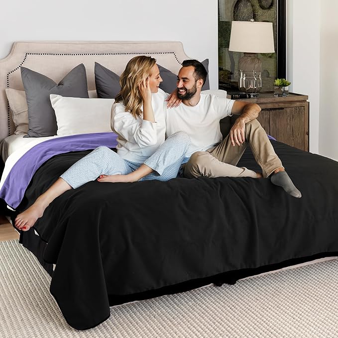 Waterproof Blanket Large – No Mess Soft and Cozy Waterproof Throw Blanket Against Accidents, Spill & Stain Proof Easy to Clean Splash Blanket Cover, Reversible Purple/Black 80”x90”