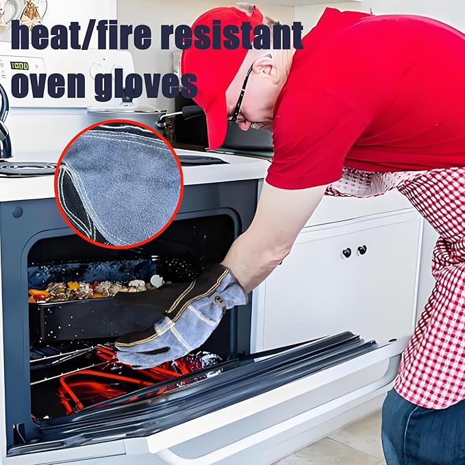 Cowhide Leather Work Gloves for Gardening,Construction,Welding,Chainsaw,Farm,Cotton Lined,Utility