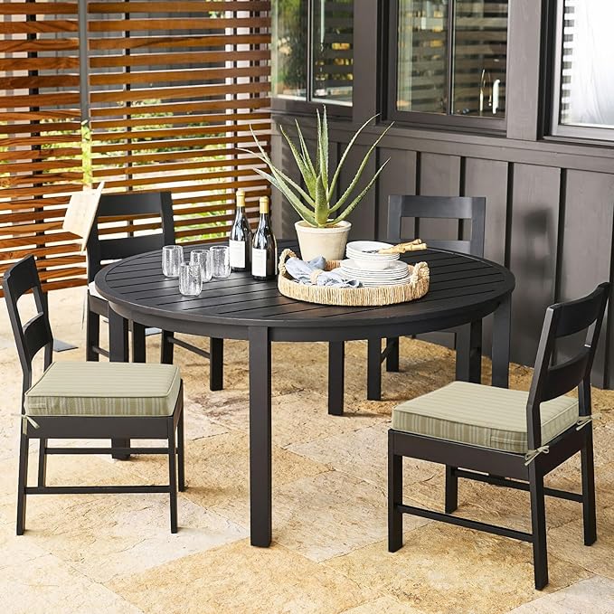 Outdoor Square Corner Seat Cushion, 19"x19"x3", Set of 4, Non Slip Seat Cushion Pads with Removable Cover for Patio Furniture, Garden Yard Lawn, Beige Brown Stripe