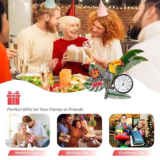 27" Outdoor Thermometer, Large Thermometer Outdoor Waterproof, Toucan Decorative Outdoor Thermometers for Patio, Home, Backyard, Living Room