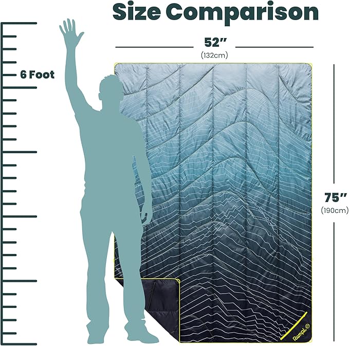 Rumpl Backcountry Puffy Blanket, Ultra-Portable and Lightweight Adventure Blanket, 1-Person (52x75 inches), Moraine Mist