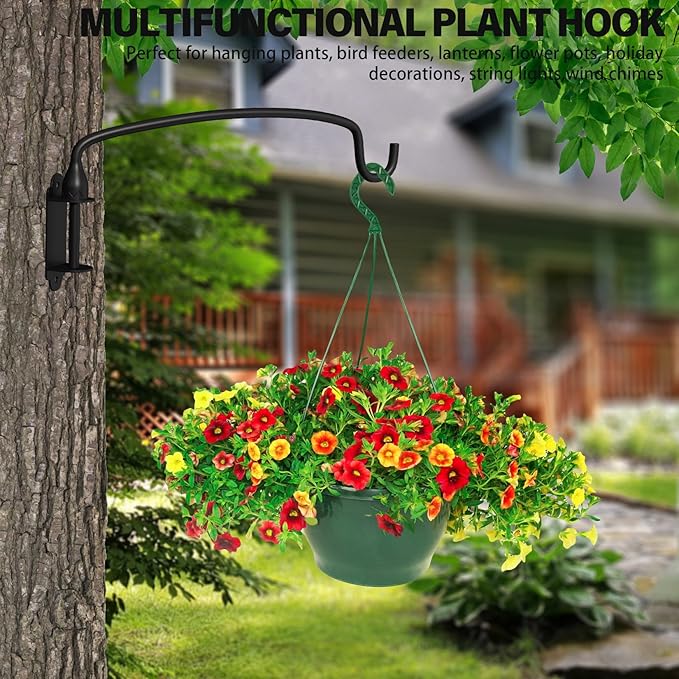 Plant Hooks, Heavy Duty Plant Hanger Bracket Wall Mounted Hooks for Hanging Bird Feeder, Flower Bracket, Anti Rust Metal Lanterns 12 Inches