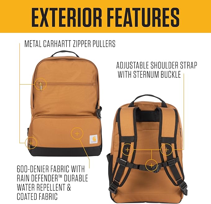 Carhartt Insulated Two Compartment Cooler, Durable Water Repellent Material W/Front Zippered Pocket for Camping, Beach & Travel