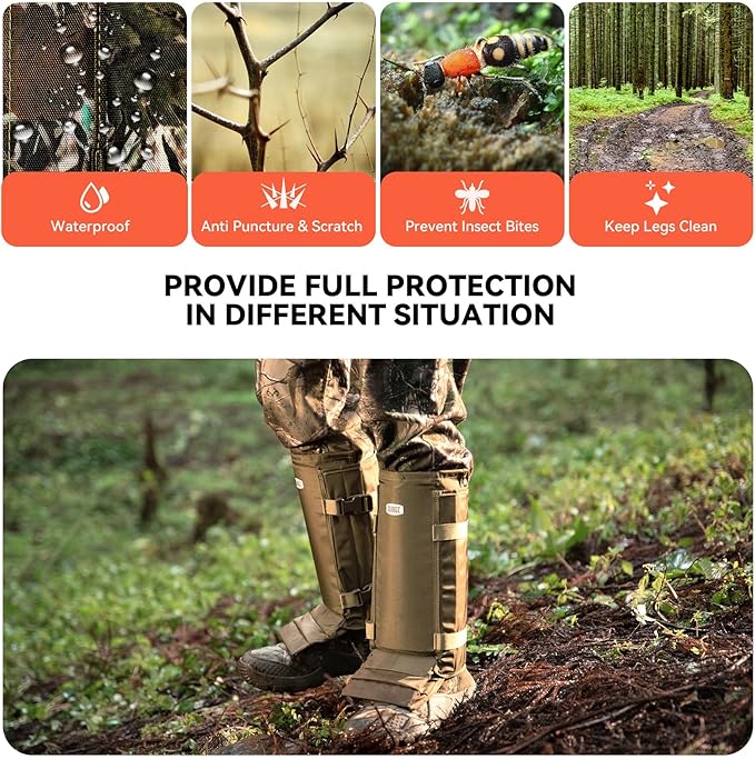 Snake Gaiters Snake Chaps, Waterproof Lower Legs Snake Guards, Snake Bite Protective Gaiters, Anti-Snake Gaiters for Men/Women, Adjustable Size for Hunting/Hiking/Farm Working