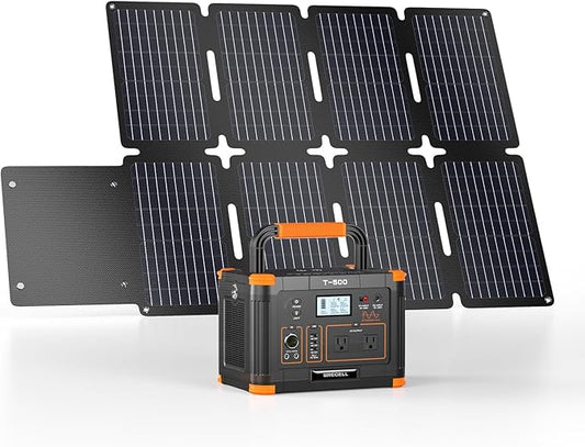 GRECELL 519Wh Portable Power Station with 80W Foldable Solar Panel, 500W Solar Generator Backup Battery Power Supply with Portable Solar Charger Kit for RV Outdoor Camping Traveling Home Emergency