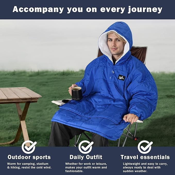 Catalonia Outdoor Windproof Wearable Stadium Blanket, Oversized Waterproof Wearable Blanket Poncho
