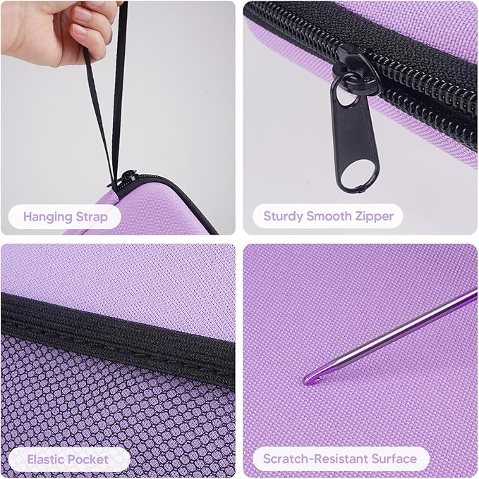 Voilet Neck Light with Storage Case, 10-80Hrs Eye-friendly Book Reading Light, Knitting Crochet Sewing Craft Light Rechargeable Adjustable, Christmas Birthday Gifts for Book Lovers Knitters Crafters