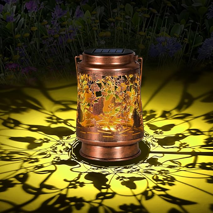 Solar Lanterns Outdoor Waterproof, Cat Garden Decor for Yard Porch Lawn Patio Pathway, Hanging Solar Lights Birthday Gifts for Women Mom Grandma Sister Friend