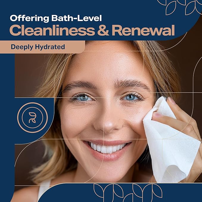 XL Aloe Vera Shower Body Wipes for Adults 8" x 12" (200 count) Adult Wipes for Elderly, Shower Body for Adults Bathing No Rinse, Vitamin E +4 Travel