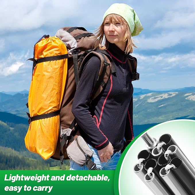 Acostop Aluminum Tent Poles Replacement - Pre-Assembled Tent Poles Stakes, Fits Both Female and Male Ends - Lightweight Tent Pole Repair Kit for Hiking Camping Backpacking Tent, 14.5FT