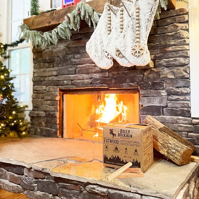 10 lbs. Fatwood Fire Starter Sticks, Perfect Firestarters for Firepit, Campfires, Fireplaces, Bonfires, BBQ, Wood Stoves, Easy Ignition with Just 2 Sticks for Camping, Camping Essentials(10 Pound Box)