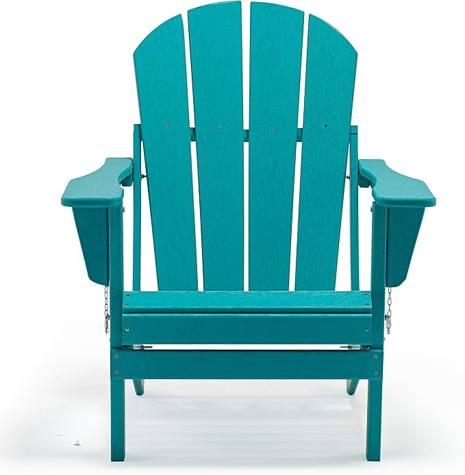 WestinTrends Malibu HDPE Outdoor Patio Folding Poly Adirondack Chair, Turquoise