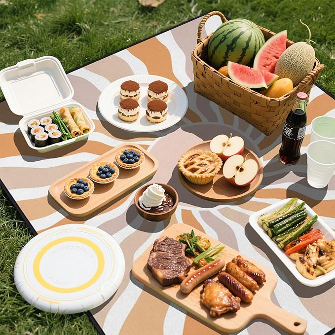 Extra Large Picnic Outdoor Blanket 80''x80'' Waterproof and Sandproof Picnic Foldable Mat for Beach Camping Accessories for Grass Lawn Park