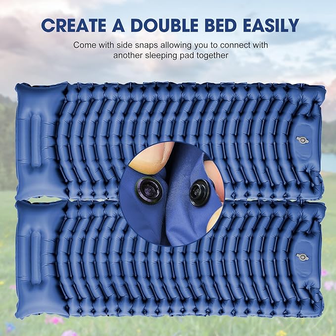 Sleeping Pad for Camping - Ultralight Camping Mattress with Pillow, Built-in Foot Pump, Compact Inflatable Portable Mat for Backpacking, Hiking, Car Traveling, Beach, Tent