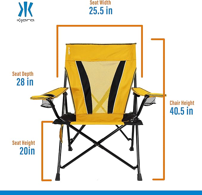 Kijaro XXL Dual Lock Portable Camping Chair - Supports Up to 400lbs - Enjoy The Outdoors in a Versatile Folding Sports & Outdoor Chair
