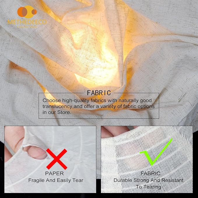 2PCS Burlap Pendant Light Shades ??16" Oval & Flat Round Shapes, Boho Natural Hanging Fabric Lampshades for Bedroom, Living Room, Kitchen Island, Storefront & Minimalist Decor