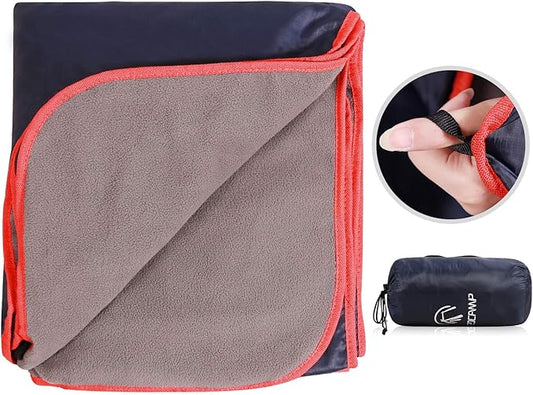 REDCAMP Large Waterproof Stadium Blanket for Outdoor Sports, Soft Warm Fleece Camping Blanket Windproof for Cold Weather, 79"x 59"Dark Blue