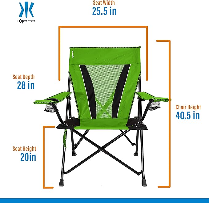 Kijaro XXL Dual Lock Portable Camping Chair - Supports Up to 400lbs - Enjoy The Outdoors in a Versatile Folding Sports & Outdoor Chair