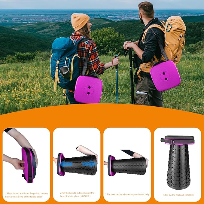 Foldable Camping Stool with Cushion, Portable Folding Stool with Nylon Bag, Collapsible Stool for Adults Portable, Max Load 550 LB