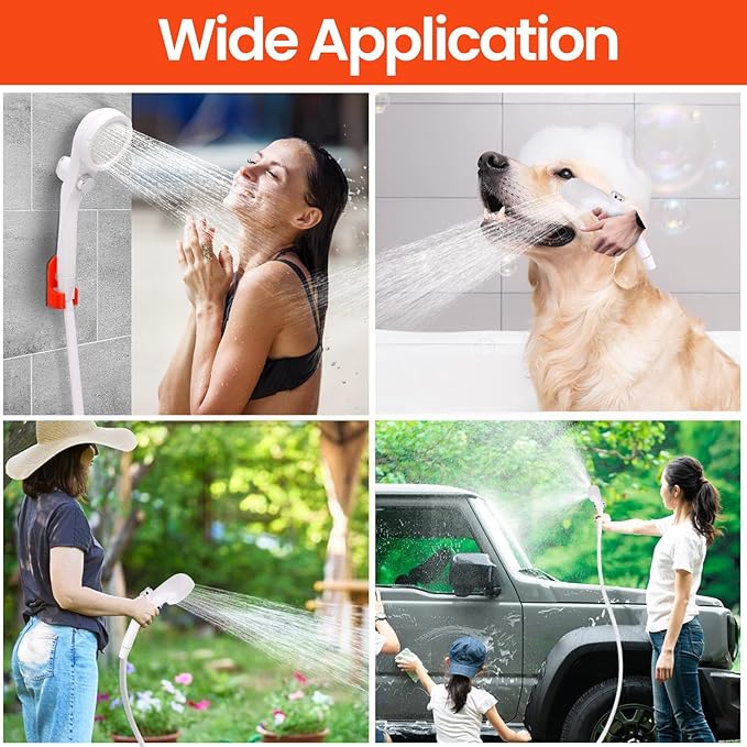 Portable Camping Shower with 2000W Heater, Long-Lasting 7800mAh Rechargeable Camping Shower with Digital Power,3 Spray Modes,IPX7 Waterproof Outdoor Camp Pump for Hiking, Travel, Car, Pet