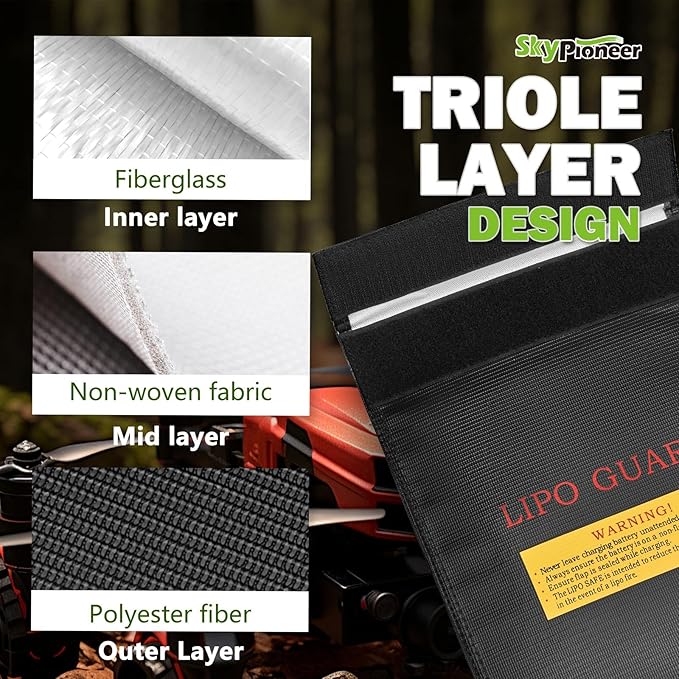 RC Lipo Safe Bag,Fire Retardant Lipo Battery Bag,9''x11.8''Black,Fireproof Explosion-proof Sack for Charging and Storage