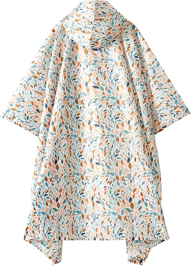 PTEROMY Hooded Rain Poncho for Adult with Pocket, Waterproof Lightweight Unisex Raincoat for Hiking Camping Emergency