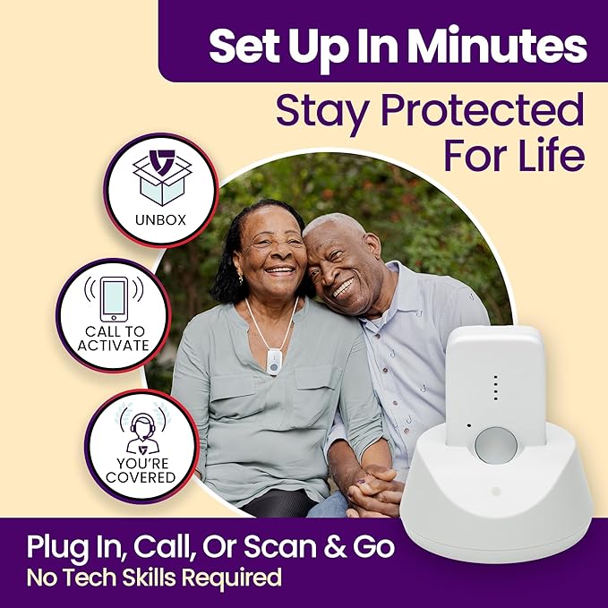 Medical Guardian MGMini | Medical Alert Device for Seniors | Water-Resistant, Emergency Call Button, 24/7 Monitoring, Step Counter, GPS Tracking | Monthly Subscription Required | White