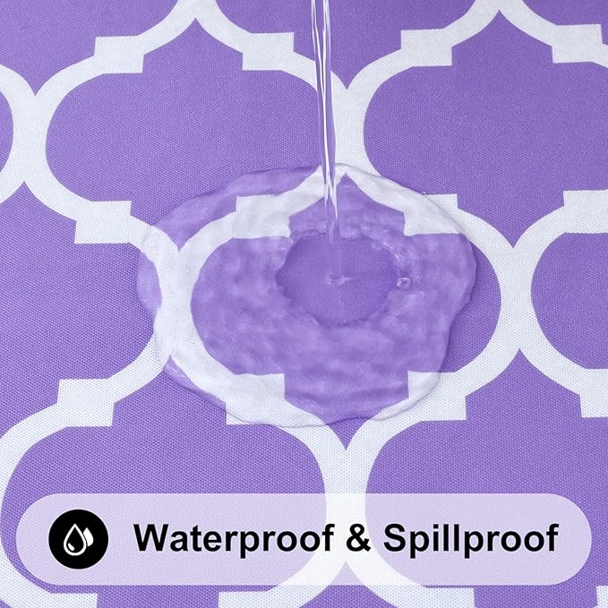 Smiry Rectangle Picnic Table Cover, Waterproof Elastic Fitted Camping Tablecloths for 4 Foot Tables, Wipeable Flannel Backed Vinyl Tablecloth Protector for Indoor, Outdoor (Lavender, 30x48 Inches)