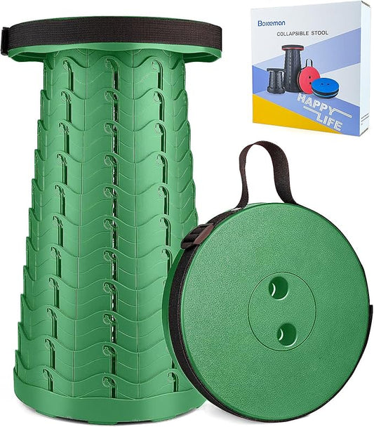 Boreeman Upgraded Folding Stool Lightweight Yet More Sturdy with Load Capacity 400lbs Portable Collapsible Stool for Camping Fishing Hiking BBQ (Army Green)