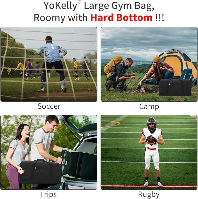 55L Large Duffle Bag for Men Travel - 25 inch Weekender Duffel Bag with Hard Bottom - Black