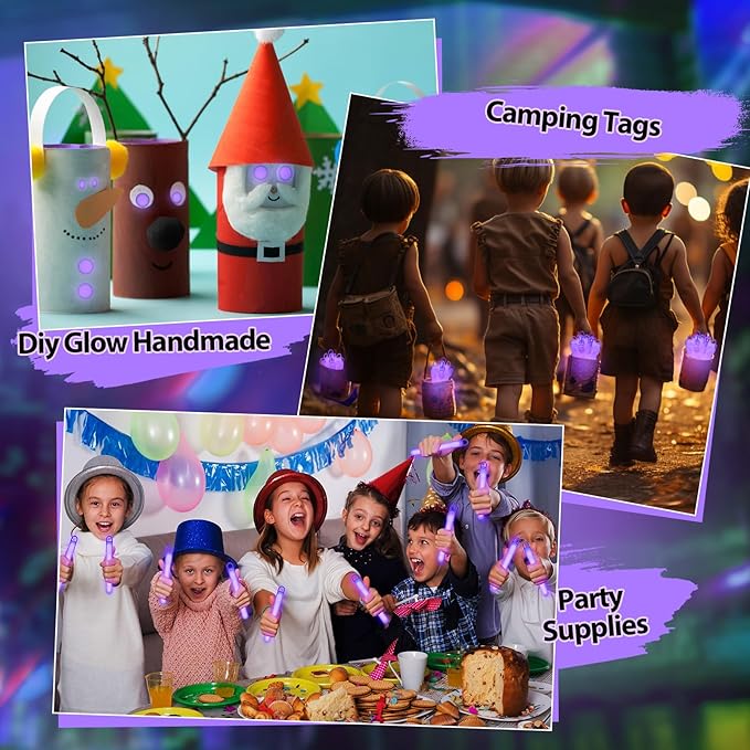 Lewtemi 4" or 6" 100 Pack Bright Glow Sticks Bulk, Glow in The Dark Party Supplies Birthday and Holidays Party Favors