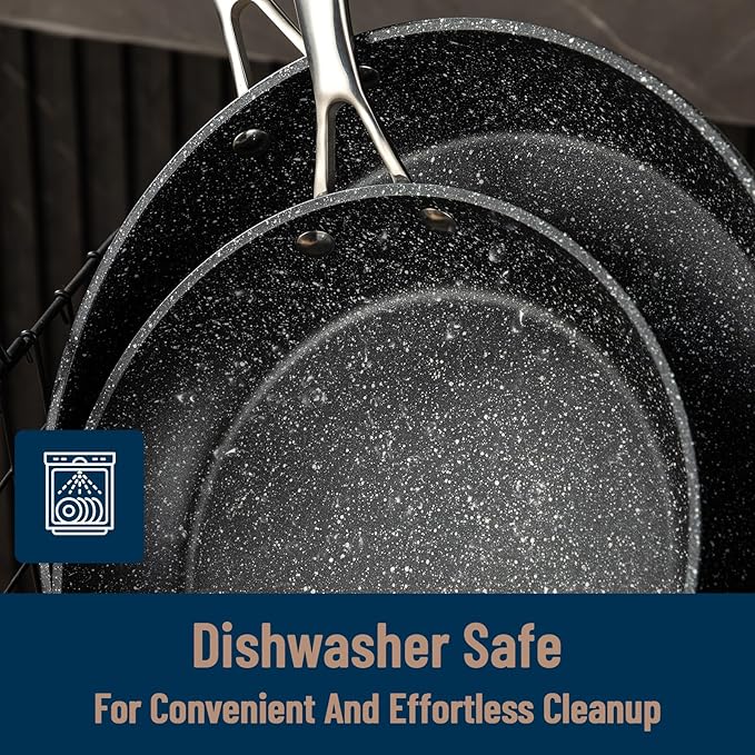 UCC LIFE Non Stick pots and pans set, 9.5" and 12" Kitchen Cookware Pot 2 Piece Set, Stainless Steel Handle, Bottom can Withstand High Temperatures (PFOA PFAS PTFE Free)