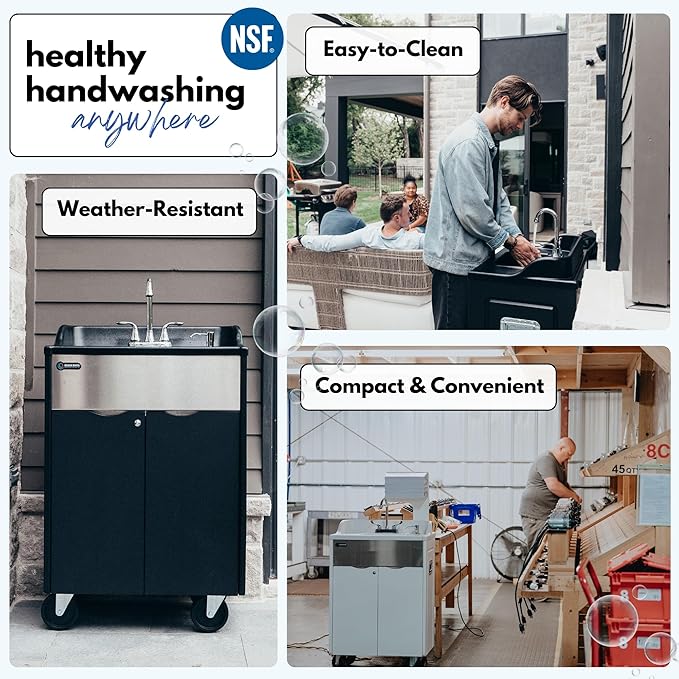 Ozark River Portable Sinks, Titan PRO 1 White, Outdoor Portable Sink with Hot Water, Mobile Self Contained Sink with Water Tanks and Wheels, Portable Outdoor Hand Washing Sink Station