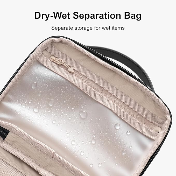 LEVEL8 Travel Toiletry Bag for Men Women, Water Repellent Shaving Bag for Toiletries Accessories, Storage Bags with Divider and Handle, Small/Black