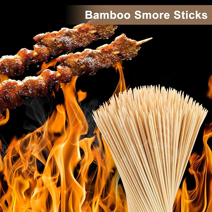 150 Pack Marshmallow Roasting Sticks, 30 Inch Smores Stick Extra Long for Fire Pit, 5mm Thick Bamboo Barbecue Skewers Outdoor for BBQ Kabob Grilling, Campfire, Hotdog, Plant Support